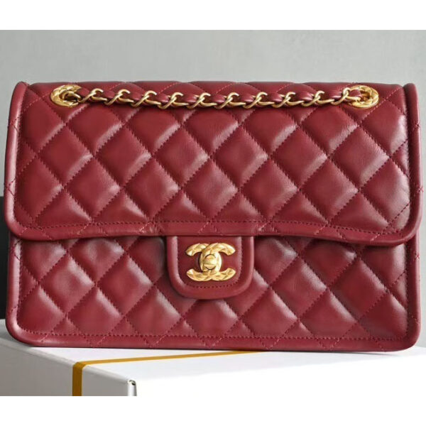 Chanel Classic Double Flap Lambskin Leather Handbag