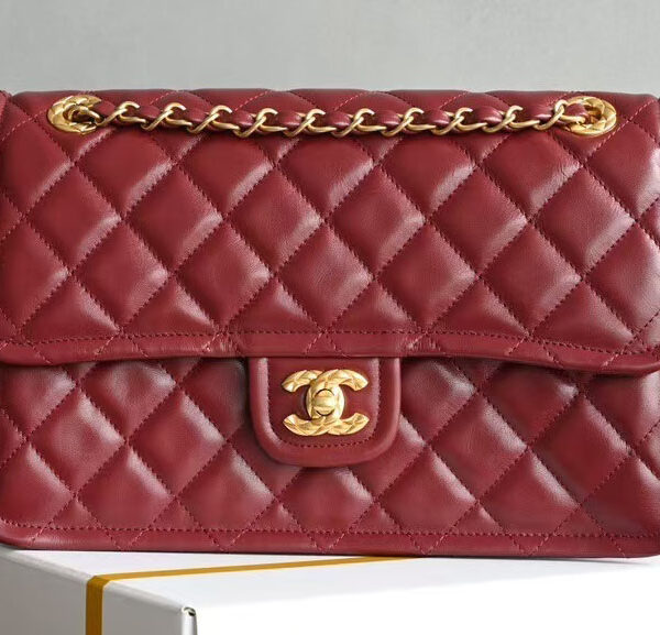 Chanel Classic Double Flap Lambskin Leather Handbag